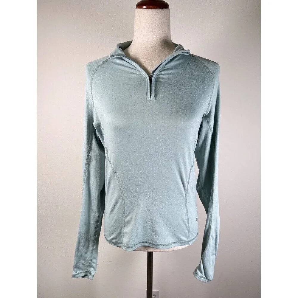 Mountain Hardwear Athletic Top Women's Small Light Blue 1/4 Zip Hiking Outdoor